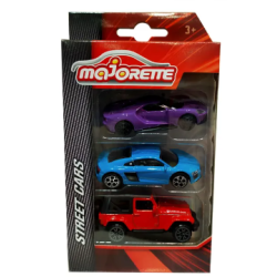 Majorette Street Cars Violet, Blue and Red 3 Pack Die-cast Vehicle