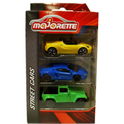 Majorette Street Cars Yellow, Blue and Green 3 Pack Die-cast Vehicle