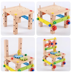 Wooden Chair Educational Toys Carpenter Tool Kit