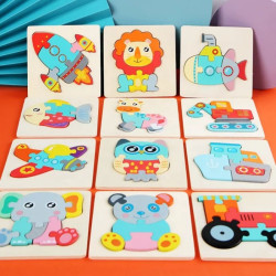 12 in 1 Wooden Jigsaw Puzzle Set for Kids and Toddlers